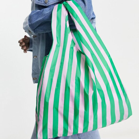NWT Standard Baggu - Pink Green Awning Stripe - Picture 6 of 7